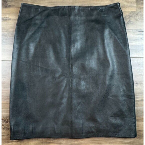 Allsaints Dark Green Leather Pencil Skirt With Zip Up Back Detail Size 10 - Picture 1 of 6